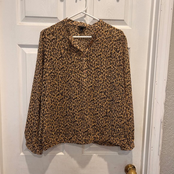 Who What Wear XL Animal Print Long Sleeve Blouse Popover Top - Picture 1 of 7